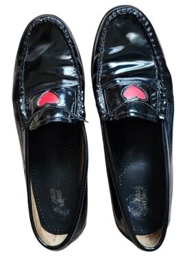 Women's Black Leather Penny Loafers